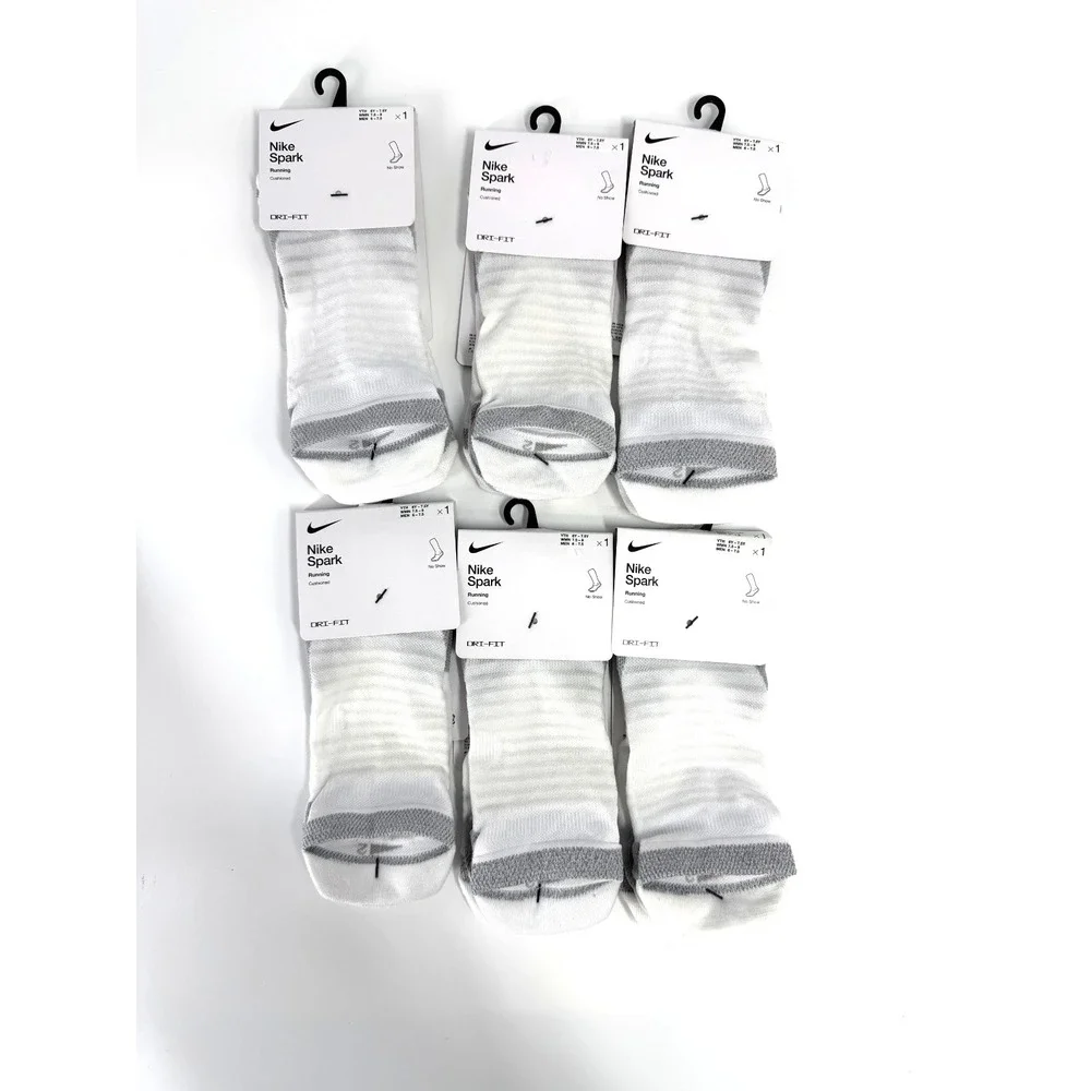 6 Pairs Nike Spark Cushioned No-Show Running Socks Men's‎ 6-7.5 / Women's 7.5-9